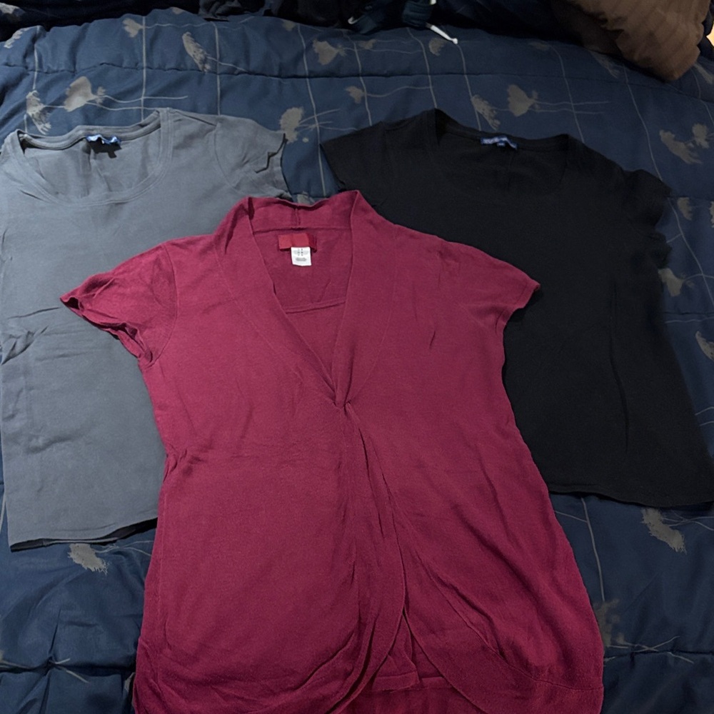 🍼 3 Short Sleeve Thyme Maternity Black/Grey/Wine  T-Shirts - size M